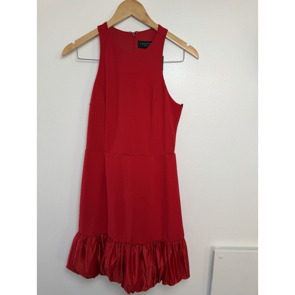 NWT Laundry by Shelli Segal Red Ruffle Cocktail Mini Dress Size 2 - Picture 2 of 10